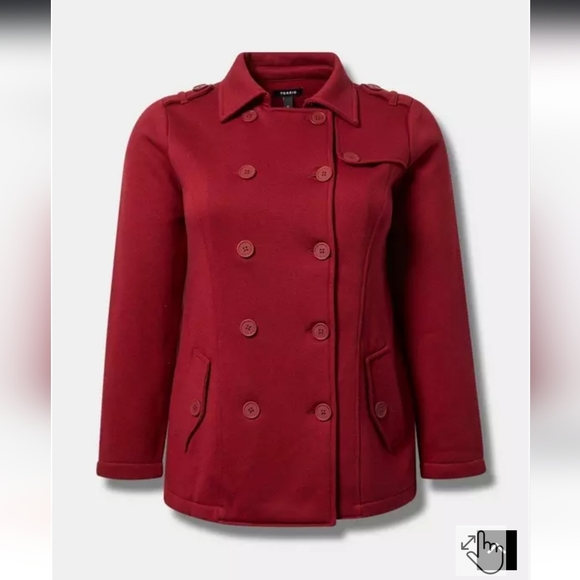 Torrid Red Peacoat Classic Style - Picture 5 of 5